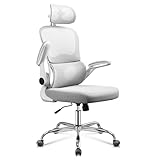 DEVAISE Office Chair, Breathable White Mesh Elegance with Ergonomic Comfort for Professionals & Gamers