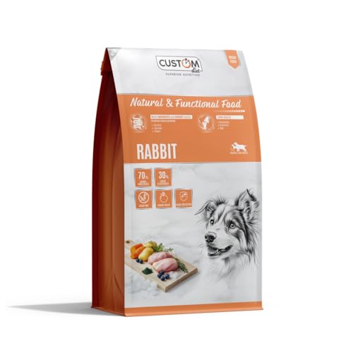 Custom Diet - Rabbit Adulto 10 kg – Pienso Hipoalergénico con Carne de Conejo y Pato para Perros Adultos, Digestión Suave, Piel y Pelaje Saludables