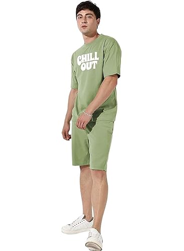 Image of ELLITI Cotton Blend Casual Round Neck Printed T-Shirt and Shorts Set, Men's Pyjama Co-Ord Set, Sleepwear & Loungewear, Summer Night Wear, Night Suit, Night Dress,Beach Weaver Suit For Men.