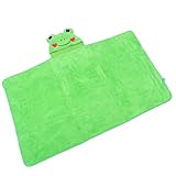 IMIKEYA Toalla de Baño para Pequeños de Coralina Suave Capucha 115X70 CM Bata de Baño de Dibujos Animados Verde Rana Absorbente y Transpirable para Uso Ducha o Natación