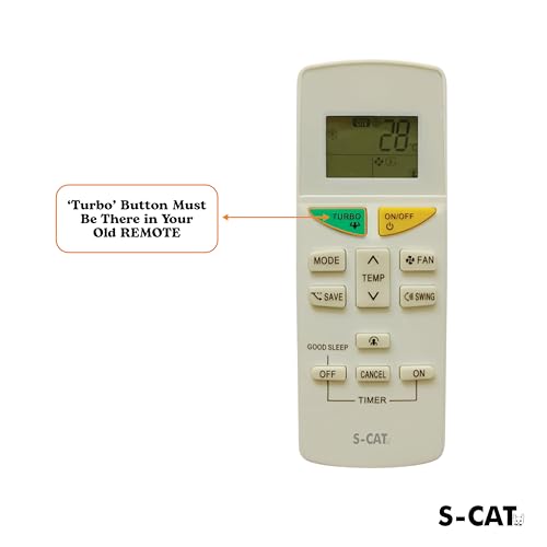 Image of S-CAT Compatible with Daikin AC Remote Original Model 132 (No Backlight) Suitable for 1 1.5 2 Ton Split /Window AC (Match Old Remote Exactly, Contact Customer Care for Order)