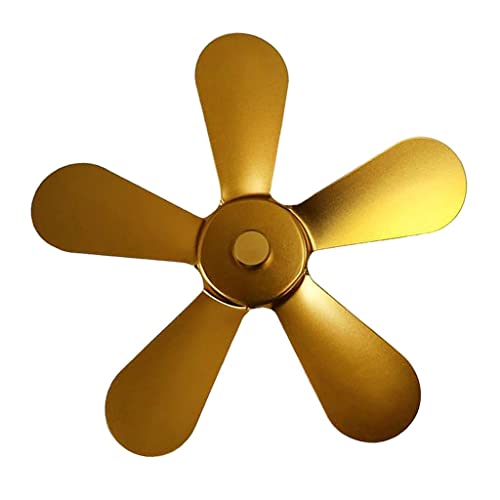 Ventilador para Estufa Aspa Recambio Ventilador Estufa Madera Ventilador Calefactor Chimenea Accesorio Ventilador Aleación Aluminio Circulación Aire, Oro, Individual