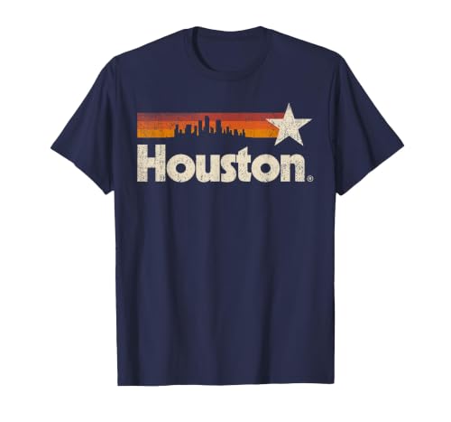 Vintage Houston City - Texas T-Shirt Houston Strong Stripes T-Shirt, Men, Navy Blue, XX-Large