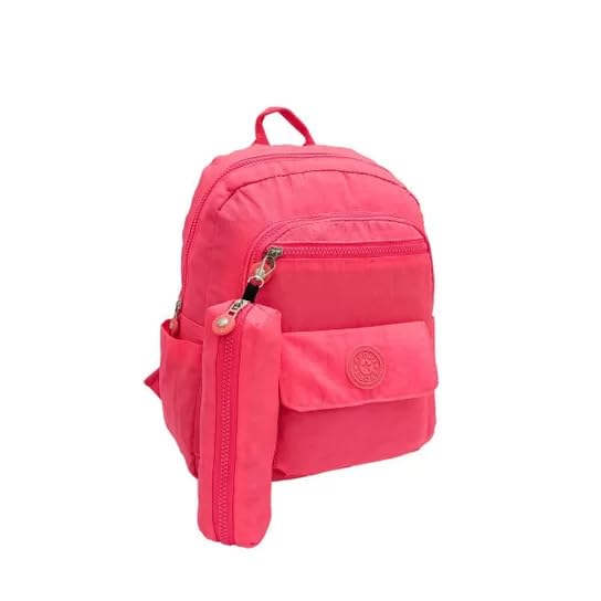 Kit Mochila + Estojo Escolar multifuncional impermeável, mochila feminina, juvenil (rosa forte)
