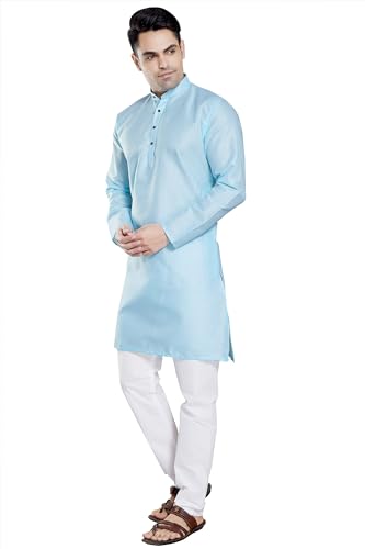 Image of DIVISIVE Men's Plain Cotton Blend Linen Slim Fit Kurta Pyjama Set