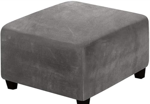 Funda Otomana Cuadrado Elástica Funda De Reposapiés, Funda De Puff Taburete Cubo De 40x40/45x45/35*35 Terciopelo Funda Para Reposapiés Cubierta Otomana Taburete Sofá Protector(Gray,40x40 cm)