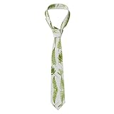 WHJSSF Herren-Krawatte mit natürlicher Pflanzen-Silhouette, Farnblattbild, weich und bequem...