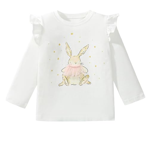 Image of Toddler Girls 2-Pack Long Sleeve T-Shirts Casual Graphic Cotton Tee Shirts (US, Age, 2 Years, Yellow /White)