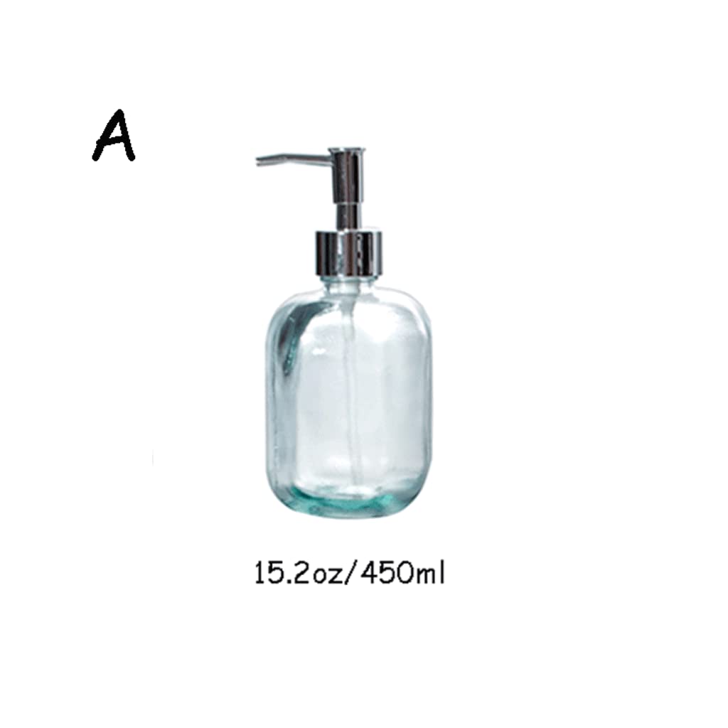Dispenser di Sapone in Vetro Adatto per Il Piano di Lavoro del Bagno, Cucina con Pompa, Set di Dispenser di Sapone Liquido per Il Bagno Ricaricabile, flacone co