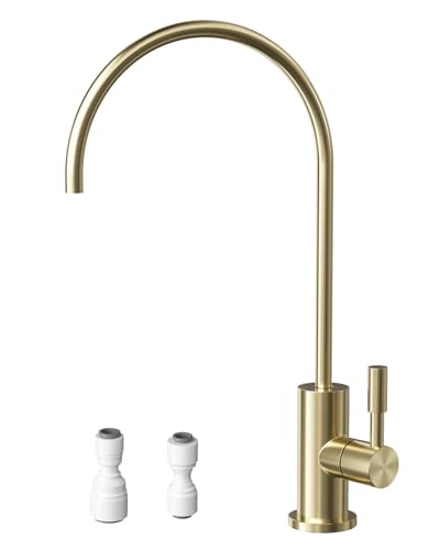 Poveta Grifo Osmosis Inversa, Grifo Cocina Para Agua Potable, Grifos Cocina Fregadero De Acero Inoxidable Para Sistemas De Ósmosis Inversa O Filtración De Agua, Grifo Sin Plomo, Dorado Cepillado