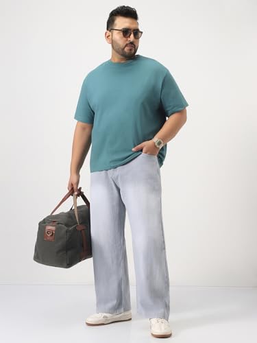 Image of Urbano Plus Men's Loose Baggy Fit Washed Denim Jeans Non-Stretchable
