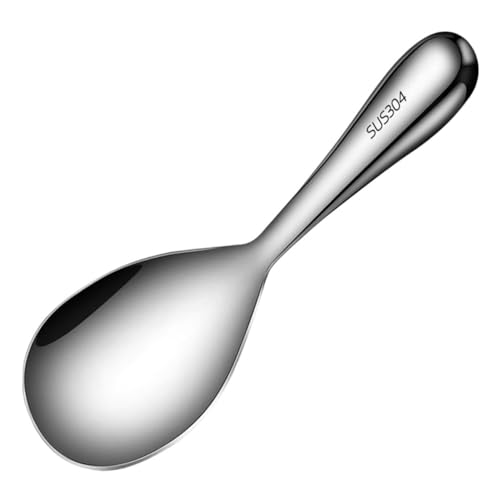 Cabilock Stainless Steel Rice Spoon Kitchen Utensils for Home Hotel and Restaurant Use Comfortable Long Handle Scratch Resistant Easy to Clean for Serving Soups and Meals