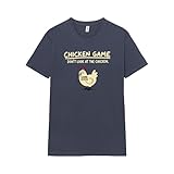 Pampling Maglietta Manica Corta in 100% Cotone, Abbigliamento Unisex per Uomo e Donna in 5 Taglie, Ideale Come Regalo, T-Shirt Blu, Modello Chicken Game (XXL)