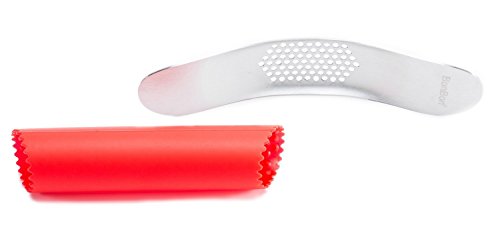 BonBon® Rocker Garlic Crusher Press Mincer, Stainless Steel + garlic peeler
