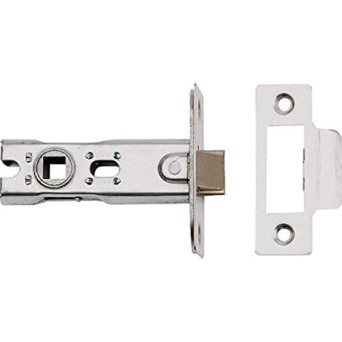 Soft Close Tubular Mortice Door Latch Stainless Steel Face Plate - 77mm Case - 57mm Backset - Satin Nickel Striker Keep Cover