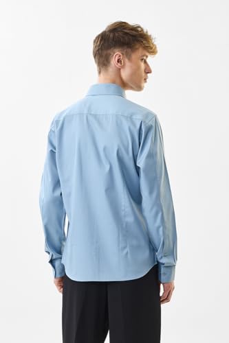 Image of SNITCH Men Formal Shirt | Slim Fit Full Sleeve Classic Collar Solid Pattern | Premium Cotton Blend & Breathable Fabric for Office