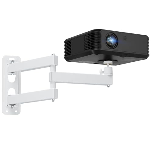 Image of CroBlissful Foldable Projector Wall Mount, Ceiling Projector Mount, Universal Adjustable 360° Rotation, Projectors Stand with 1/4" Ball Head, Devices Bracket Holder for Home Office (Three Arms,White)