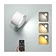 Wandleuchte Innen, Wandlampe mit Fernbedienung Dimmbar mit Akku mit USB-Ladeanschluss, Led Wandleuchte Touch Control 3 Helligkeitsstufen 3 Farbmodi 360° drehbare für Wohnzimmer Schlafzimmer Weiß