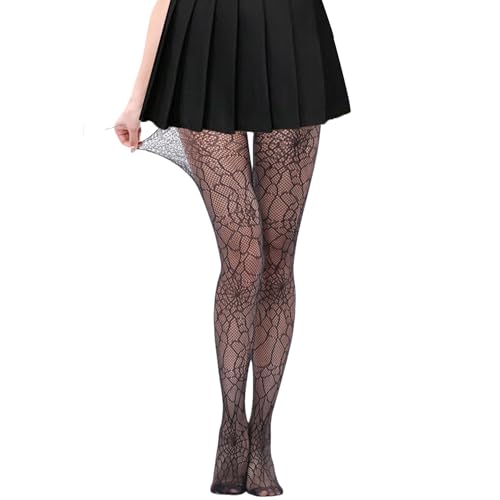 Strumpfhose Halloween Damen Hexe Kostüm Accessoires Netzstrumpfhose Spinne Schwarz Spinnennetz Muster Strumpfhosen Spinnen Hexenkostüm Fishnet Strümpfe Gothic Spinnenkostüm Tight für Kinder Erwachsene