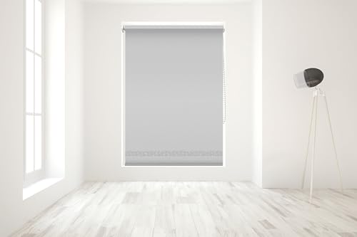 Blackout Glitter Edge Diamante Roller Blind - Easy Fit Home Office - 60cm Width x 160cm Drop - Light Grey