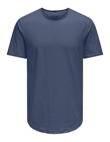 ONLY & SONS Herren Onsbenne Longy Ss Tee Nf 7822 Noos, Vintage Indigo, L EU