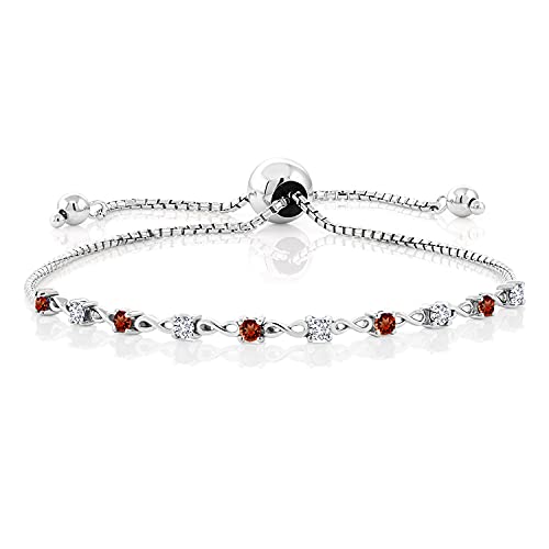 Gem Stone King 925 Sterling Silver Gemstone Birthstone and White Diamond Infinity Tennis Bracelet For Women | Round 2.5MM | Adjustable Bolo Bracelet Up to 9 Inch | Easy-On Easy-Off