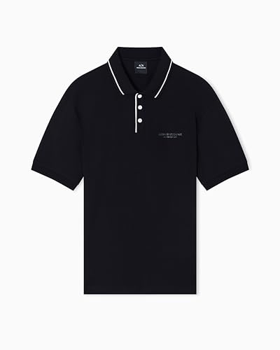 Armani Exchange Men's Regular Fit Small Text Logo Polo, Black, X-Large