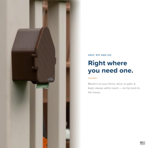 Image of Indoor /Outdoor Dog Poop Bag Dispenser Wall Mount (Brown), Includes 3 Sample Rolls of Waste Bags, Easy Setup Dog Poop Station