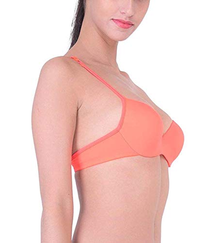 Image of Brachy Women's Polycotton Padded Underwire Push Up Bra Orange