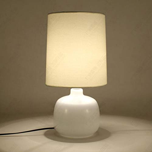 Lajuu Table Lamps，Table Lamp Indoor Glass Desk Lamp,Bedroom Bedside Decorative Desk Lamp Cloth Lampshade Desk Lamp Push Button Switch Reading Lamp/White #TOP4