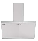 KKT KOLBE/Campana de Pared con altura/Campana extractora / 90cm / acero inoxidable/vidrio bianco/apagado automático/Funcionamiento táctil / LUNA9109W