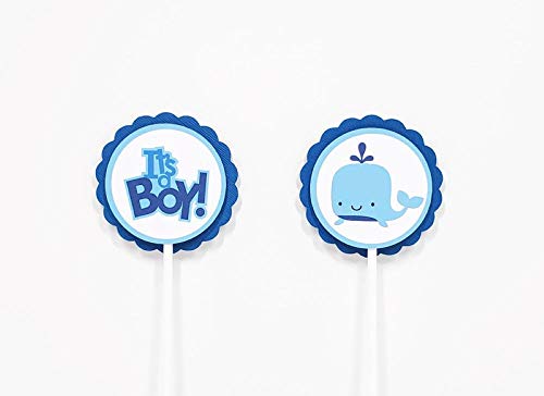 Blue Whale Cupcake Toppers Nautical Boy Baby Shower Party Decorations Whale Cupcake Picks Under The Sea Party Decor Shefinds