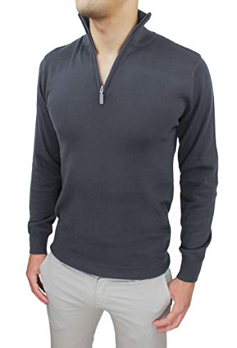 Pull homme mi fermeture éclair noir pull cardigan hiver slim fit chaud