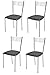 Tommychairs - Set 4 sedie modello Elegance per cucina bar e sala da pranzo, struttura in acciaio cromato e seduta imbottita e rivestita in pelle artificiale colore grigio scuro