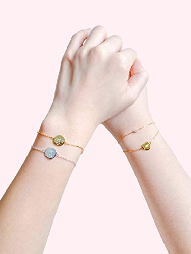 925 Sterling Silver Personalized Engraved Bar Necklace Bracelet Ring Pendant Nameplate Initial Custom Made Text Precious Sterling Silver Jewelry (Bracelet Circle Pendant Gold)2