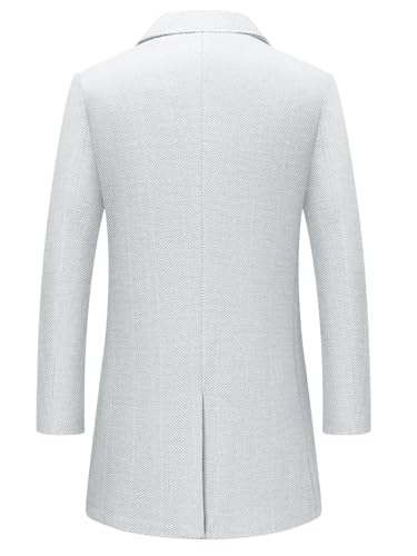 INVACHI Men's Casual Trench Coat with Detachable Scarfs Notched Collar Single Breasted Overcoat2