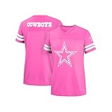 FOCO NFL Women's Officially Licensed Primary Logo Pink Game Day Football V-Neck Top (US, Alpha, Large, Regular, Regular, Dallas Cowboys - Pink, Dallas Cowboys)