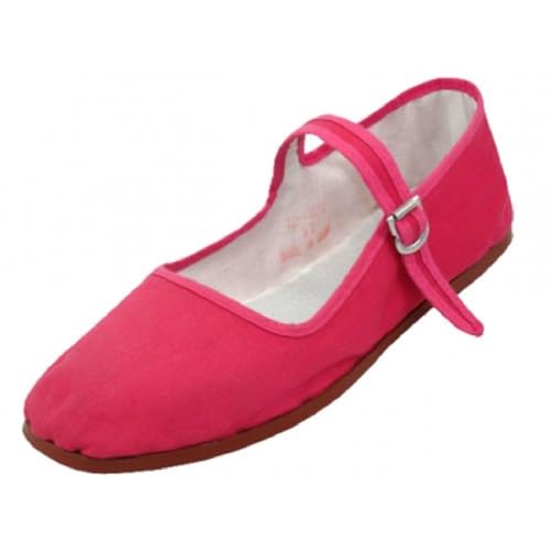 Shoes 18 Womens Cotton China Doll Mary Jane Shoes Ballerina Ballet Flats Shoes 114 Fushia 6.5