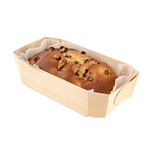 Restaurantware RWB0512K Taipei 34 Ounce Wooden Baking Molds 100 Oven Ready Disposable Loaf Pans