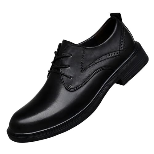 Men's Lace up Genuine Leather Oxfords Extra Wide Big Size Business Casual Dress Shoes for Fall and Spring