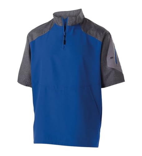 Image of Holloway Unisex Ultra-Lightweight Aero-TecO Raider Short-Sleeve Warm-Up Pullover-Carbon PRT /Blck