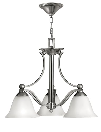 Hinkley 4653BN Transitional Three Light Chandelier from Bolla collection in Pwt, Nckl, B/S, Slvr.finish,