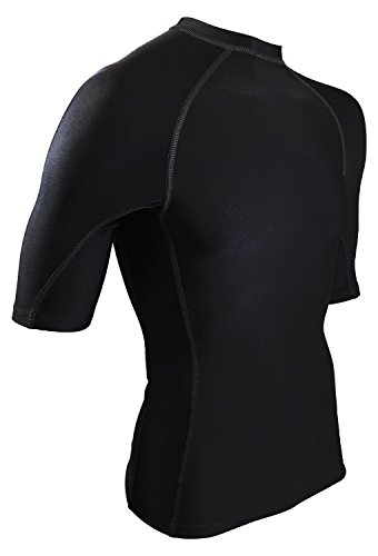 Rash Guard Shirt - USA Made Swim & Workout Shirt. UV Protection and Sweat Guard for Everyday Workouts. (Black, X-Large)