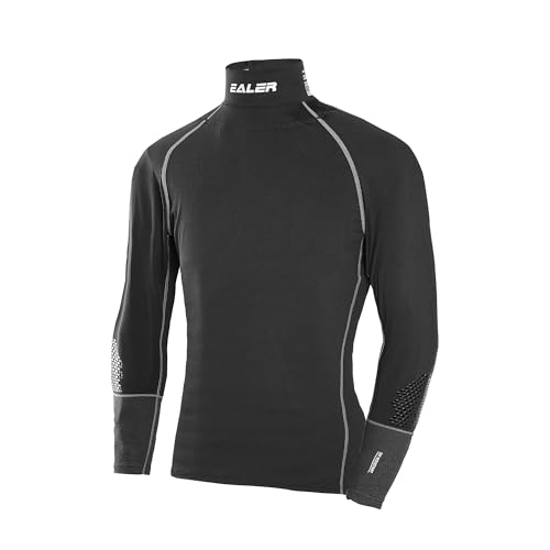 EALER HSC900 Hockey Compression Shirt with Neck Guard Neck Protect Long Sleeve Shirt Cut-Resistant Neck & Wrist Protection Hockey Jock for Men & Boys - Youth Medium