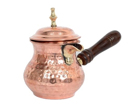 Designer Brass Copper Turkish Kettle for Making Tea,Coffee,Can be Used on Gas,Turkish Coffee Pot with Cover-Small