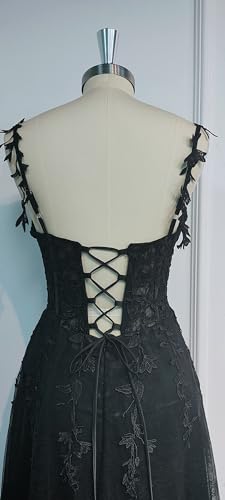 Lace Applique Tulle Prom Dresses 2024 Long Ball Gowns for Women Spaghetti Straps Split Formal Evening Party Gown3