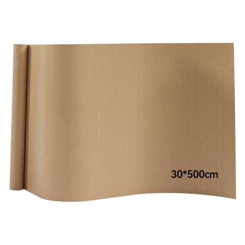 PTFE - Pellicola in teflon per pressa termica, 30 x 500 cm, marrone ad alta temperatura, per stampa a caldo, antiaderente, per trasferimento termico, riutilizzabile, resistente al calore