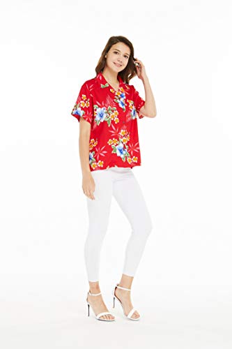 Image of Matchable Family Hawaiian Luau Men Women Girl Boy Clothes in Hibiscus Red