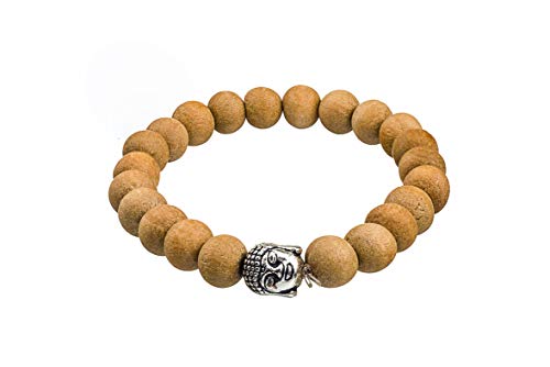 CMEI 8MM Beads Genuine Himalayan Sandalwood Tibetan Meditation Prayer Bracelet Healing Beads Yoga Bracelet Women Men Unisex (Sandalwood Buddha)
