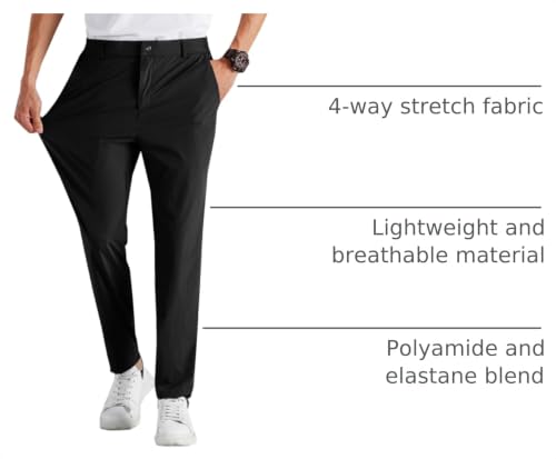 Image of Runcati Mens Stretch Golf Pants Casual Dress Pants Work Trousers